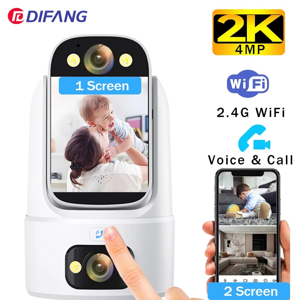 2K 4MP Mini WiFi Camera Baby Monitor con schermo LCD Protezione di sicurezza 3 schermi P2P CCTV Nanny Security Cam IP Babysitter