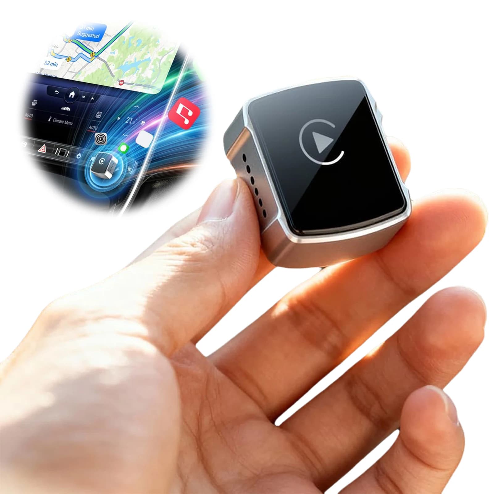 Wireless Adapter for Cars with Carplay and Android Auto, Smart USB-A Plug and Play System, Mini Smart Box with Voice Control
