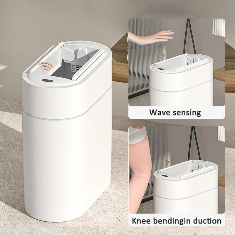 Bidone della spazzatura con sensore automatico 7/9L Bidone della spazzatura a due vie Cestino della spazzatura elettrico per cucina con coperchio Pattumiera a fessura stretta per montaggio a parete