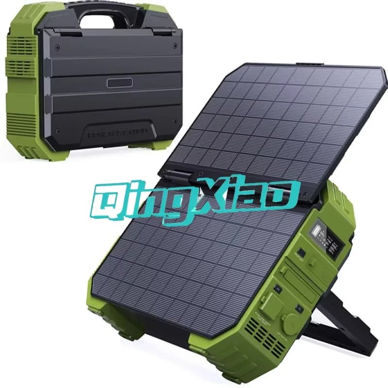 Stazione di alimentazione solare portatile da 1000W con pannello solare integrato, batteria di backup di emergenza per campeggio all'aperto, viaggi e casa.