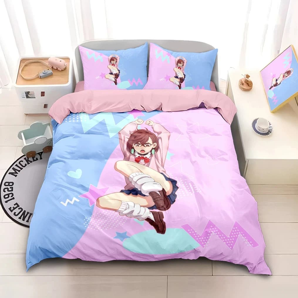 Anime Dandadan Bedding Set 3D Print Aira Shiratori/Momo Ayase Duvet Cover for Kids Teens Adults Bedroom Decor