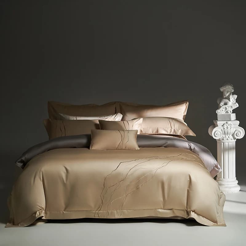 Set di Biancheria da Letto Premium in Cotone Egiziano 1400TC con Ricami, Set Copripiumino Morbido, Lenzuolo/Lenzuolo con Angoli e Federe, 4 Pezzi, Tessili per la Casa