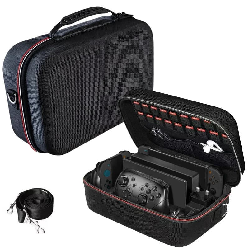 Custodia per Nintendo Switch 2 con Tracolla e Maniglia, Borsa Antiurto per Cavo, Caricabatterie e Slot per Schede