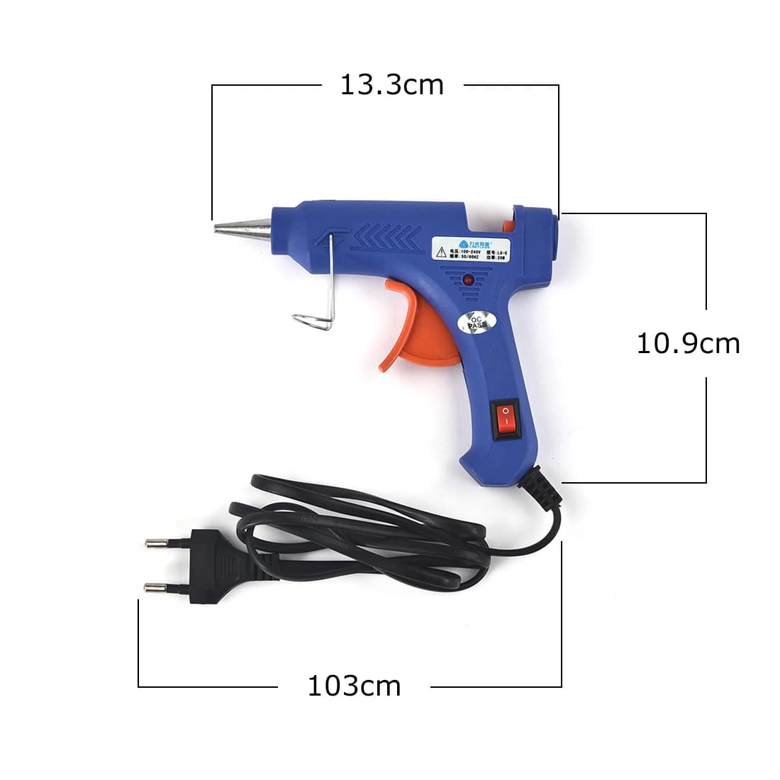 Mini pistola per silicone a caldo da 20W con spina rotonda per stick di colla da 7-7,5 mm, per stampi in silicone fai da te, riparazione gioielli, utensili termici