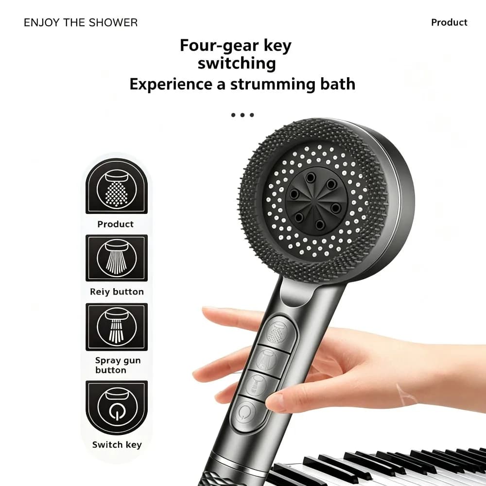 Soffione Doccia Portatile ad Alta Pressione Multifunzione con Spazzola Massaggiante per la Pulizia Profonda, Accessorio Durevole per il Bagno