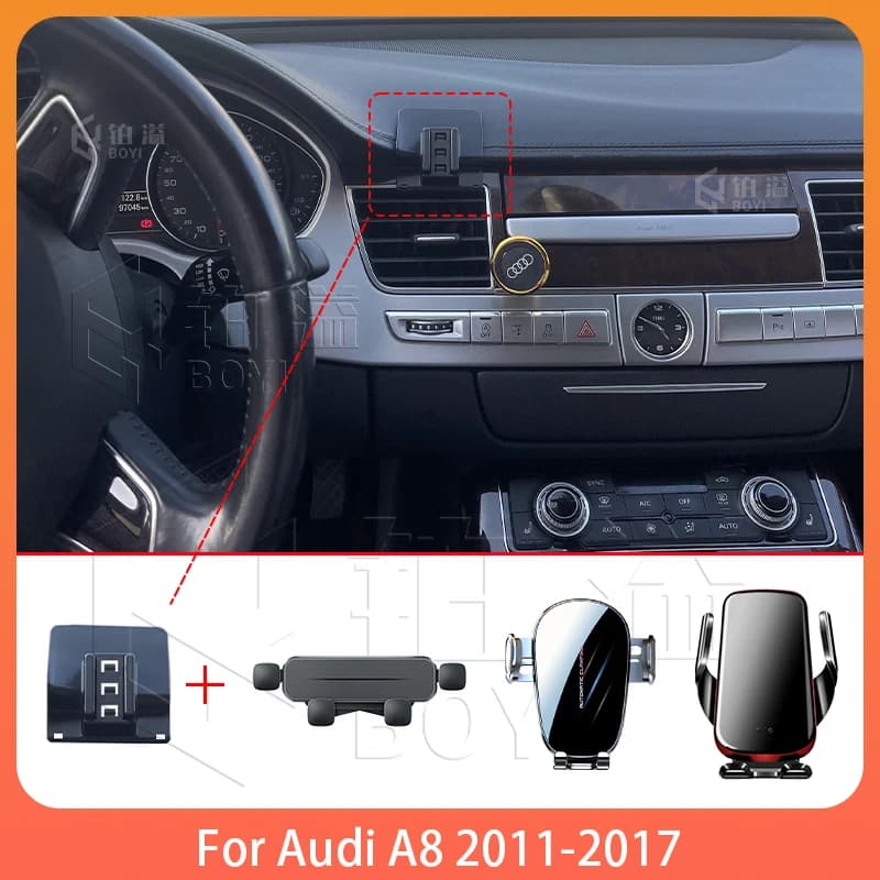 Car telephone support for Audi A8 D4 2011-2017 Mobile support Special fixed bracket Base Wireless charging support Interior accessories