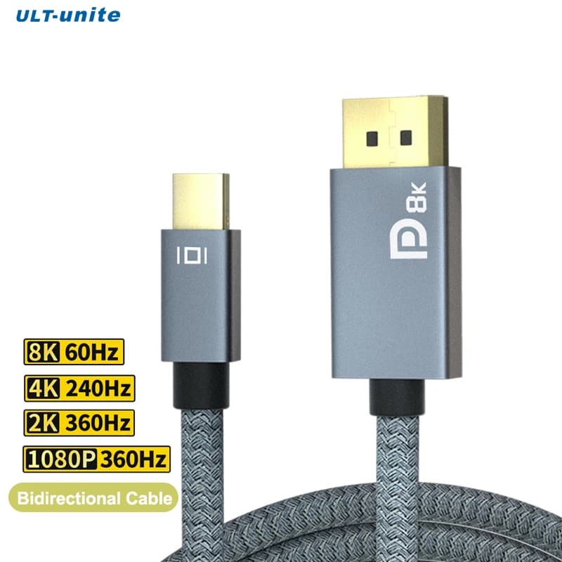 Cavo Mini DP-DP 8K da 3 m bidirezionale Cavo Mini DisplayPort-DisplayPort 4K 240 Hz compatibile con Thunderbolt 2 per laptop da gioco Surface Pro, MacBook, monitor
