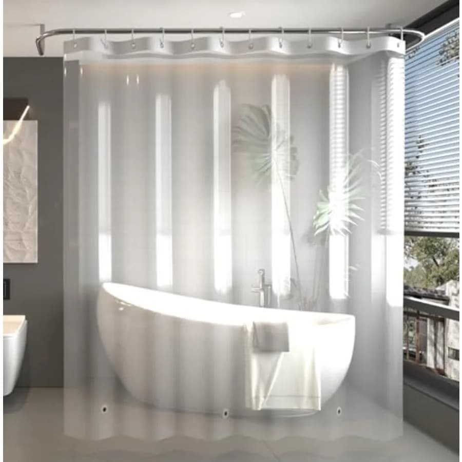 Shower Curtain Liner Clear- Premium PEVA Waterproof Shower Curtain with Rust-Proof Grommets, Standard Size Bathroom Shower Curt