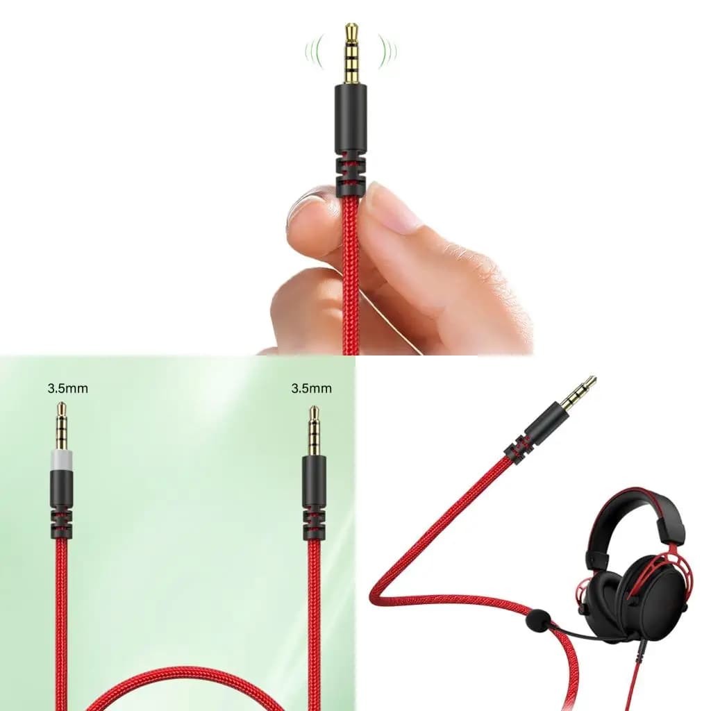 Headphone Auxiliary Cable For Gaming Headsets Cord Braide Design Enhances Audios Transmission (No Microphone) 150/200cm