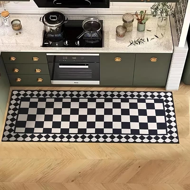VIKAMA Black White Checkered Abstract Art Carpet Kitchen Mat Doormat Rug For Bedroom Carpet For Living Room Bathroom Mat Home De