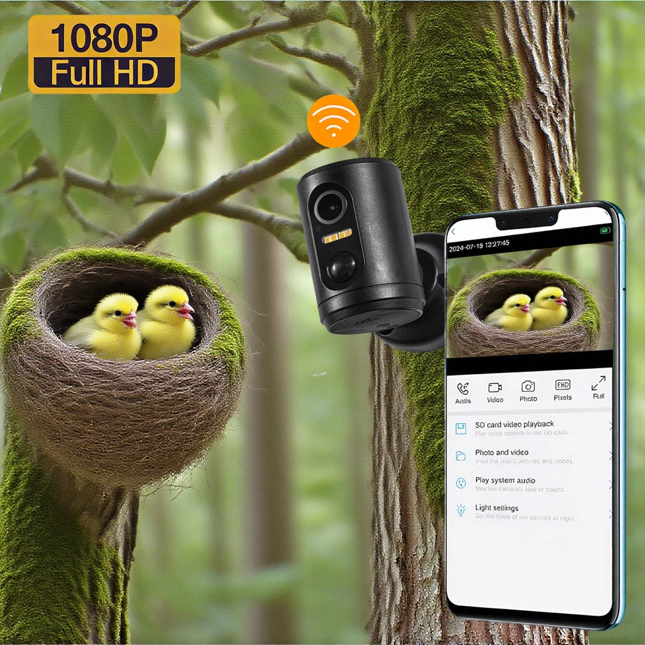 1080P Mini Bird House Camera Wifi con batteria Long Standby Indoor PIR Detection Wireless Bird Camera Feeder Video Animal Camera