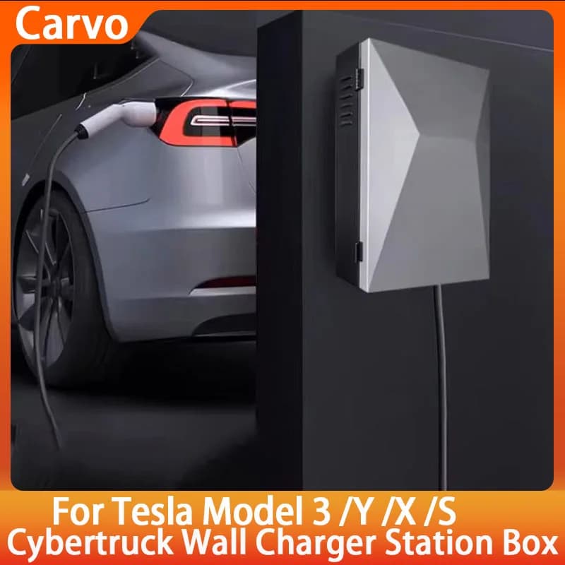 Stazione di Ricarica a Muro Cybertruck per Tesla Model 3 Y S X, Organizzatore Impermeabile per Cavi di Ricarica Esterni, Accessori Auto
