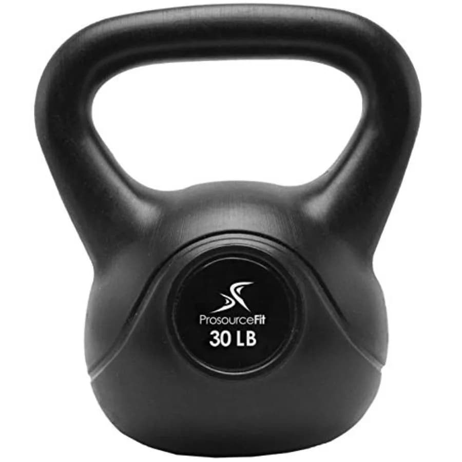 Kettlebell in vinile plastico per uso domestico, superficie nera resistente rivestita, disponibile nelle misure da 10, 15, 20, 25, 30 e 35 libbre.