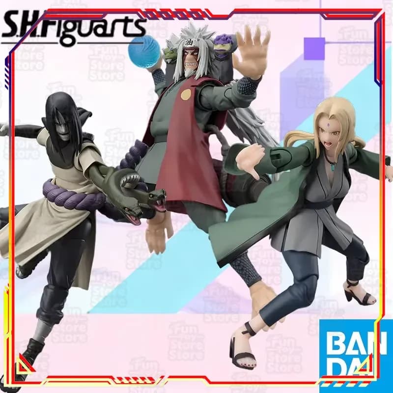 BANDAI S.H.Figuarts NARUTO JIRAIYA TSUNADE OROCHIMARU Set di Action Figure Ufficiali, Modelli Collezionabili per Adulti