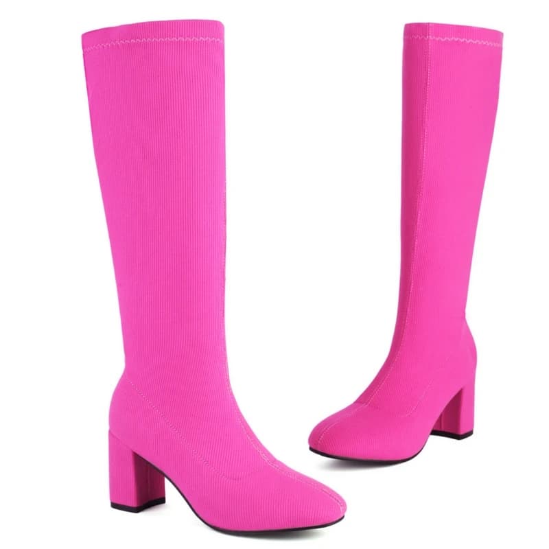 Stivali alti al ginocchio eleganti Scarpe da donna Autunno Inverno Stivali da donna con calzino Stivali lunghi argento rosa verde Scarpe da donna di grandi dimensioni 45