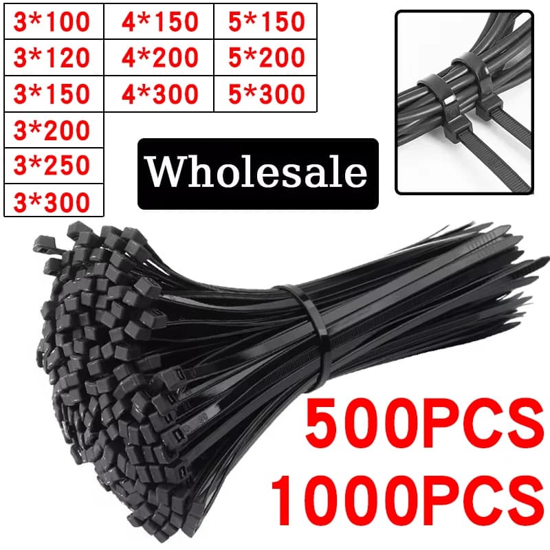 500/1000PCS fascette per cavi in Nylon di plastica fascette per cavi autobloccanti cinghie per cavi regolabili anello di fissaggio fascette per cavi per ufficio a casa