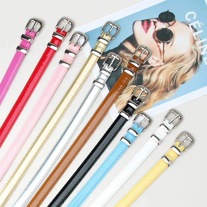 2X104cm Women's Belt PU Leather Candy Color Alloy Buckle Girls' Dress Jeans Belt Women's Simple and Versatile
