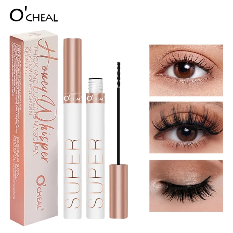 Black O'cheal Mascara with 3D Eyelash Brush in Silk, Moisturizing and Stretching, Cosmetic for Makeup Eyes