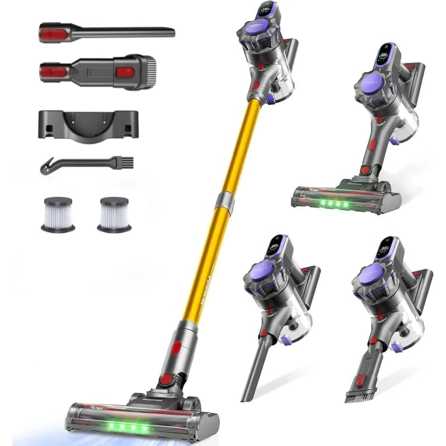 Vacuum Cleaner Wireless 45KPa 400W, Vacuum cleaner in Bastone for Home, 50 Minutes of Autonomy, Anti-Group, with Charging Base, Light