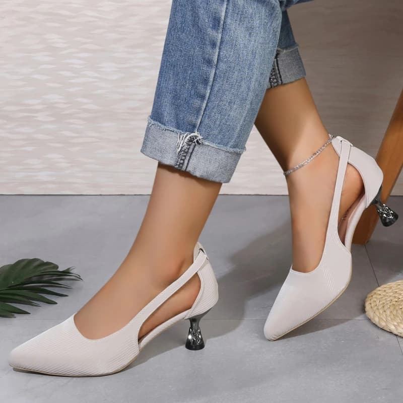 Pointed Toe Slingback Knitting Women High Heel Lolita Shoes 2026 New Hollow Thin Heel Casual Comfort Single Shoes