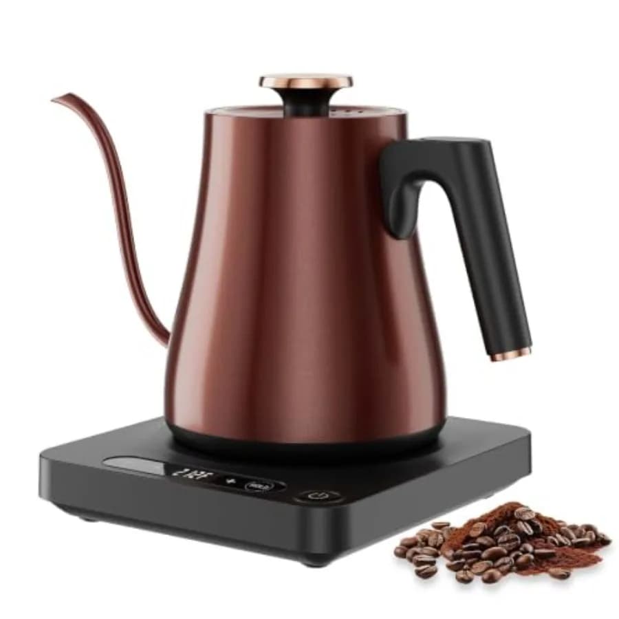 Gooseneck Electric Kettle for pour over tea copper smart LED digital display with touch control 304 stainless steel BPA-free 1.