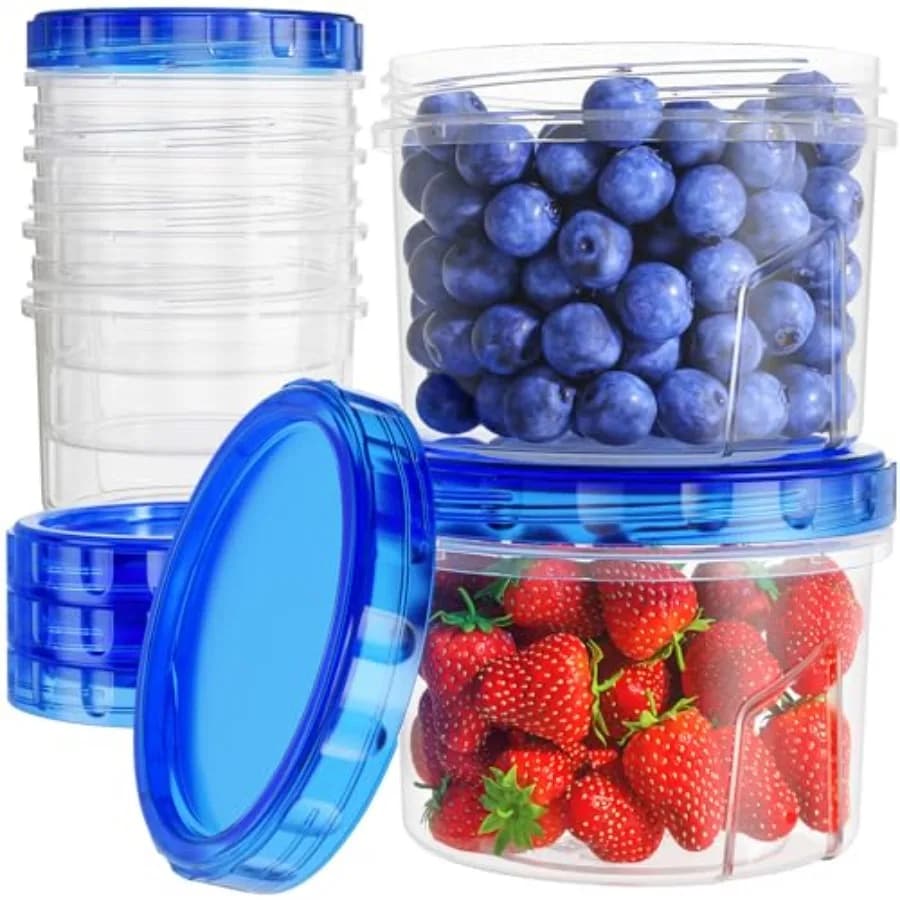 Freezer Storage Containers, [6 Pack-16 Oz] Airtight Plastic Food Storage Containers with Twist Top Lids, Soup, Meal Prep Contai