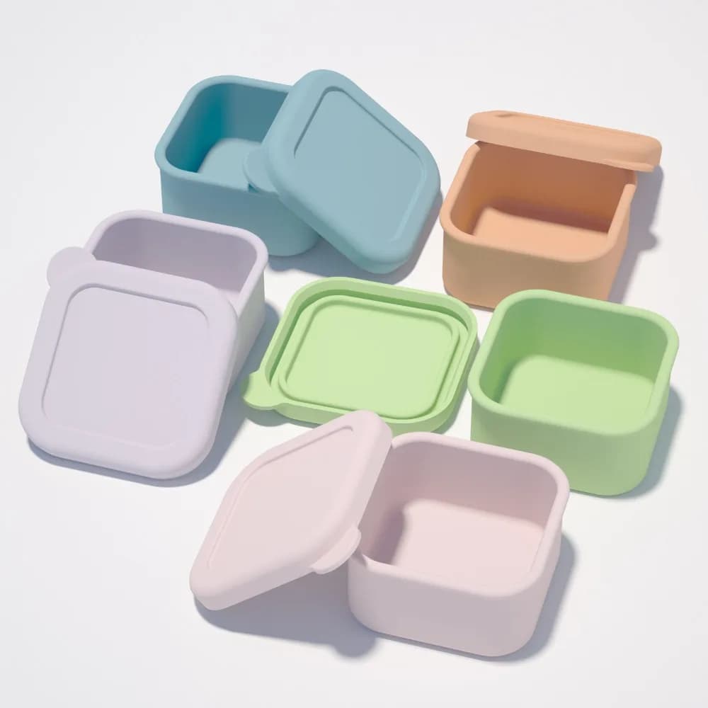 Nuovo stampo per cubetti di ghiaccio in silicone morbido sigillato scatola per salsa a prova di perdite contenitori per alimenti con coperchio Bento Box per bambini per l'estate