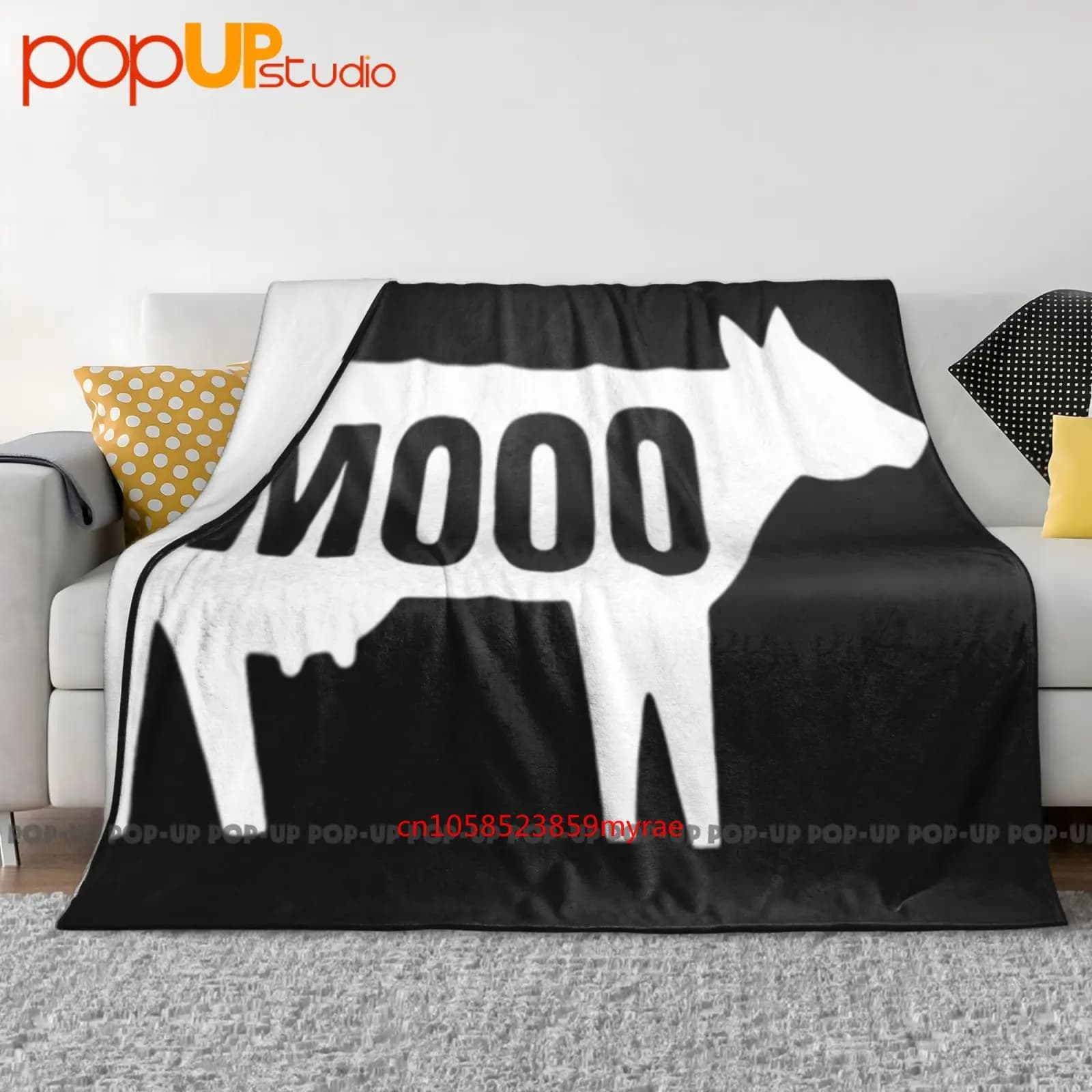 Copridivano invernale con coperta ultra morbida Cow Mooo