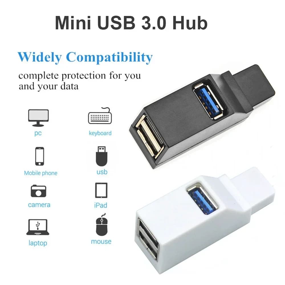 Per PC Laptop USB/Tipo-c 3.0 HUB Adattatore Extender per Lettore di schede USB 3.0 Mini Splitter Box USB 2.0 ad alta velocità da 1 a 3 porte