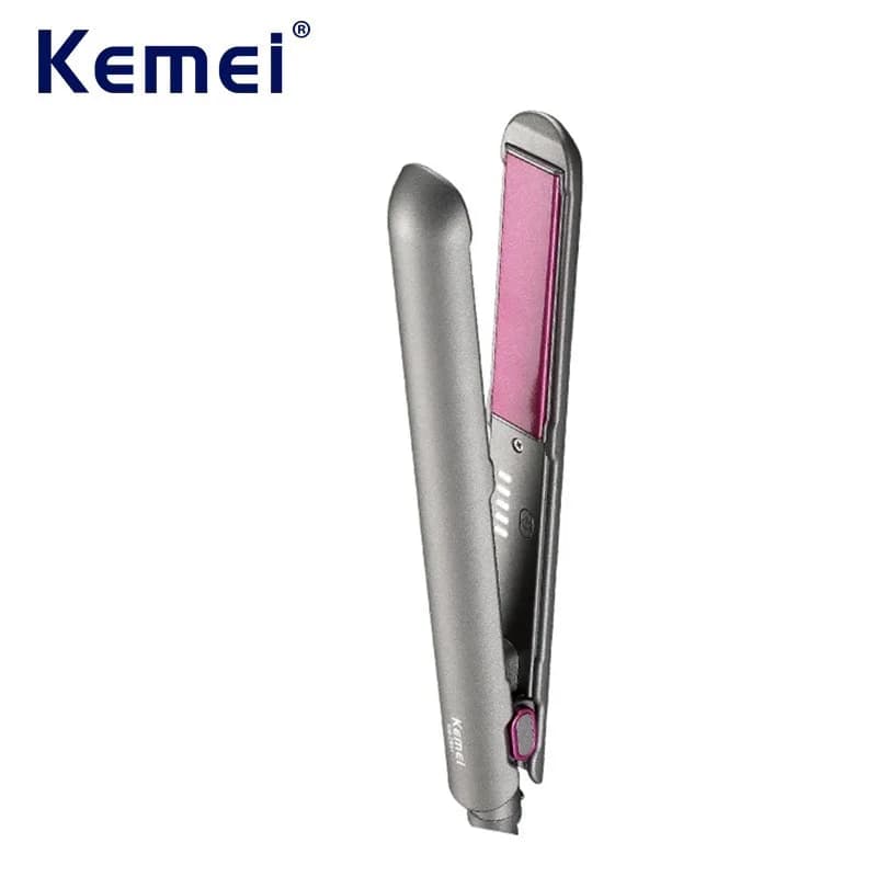 Kemei Ferro da stiro in ceramica professionale per piastra per capelli meno crespo Finitura liscia Piastre galleggianti Strumento per lo styling Riscaldamento rapido