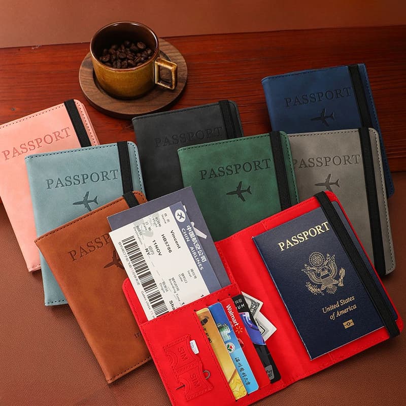Porta passaporto in pelle PU da viaggio con slot per carte di credito ID SIM Tasca per passaporto Custodia protettiva per custodia protettiva