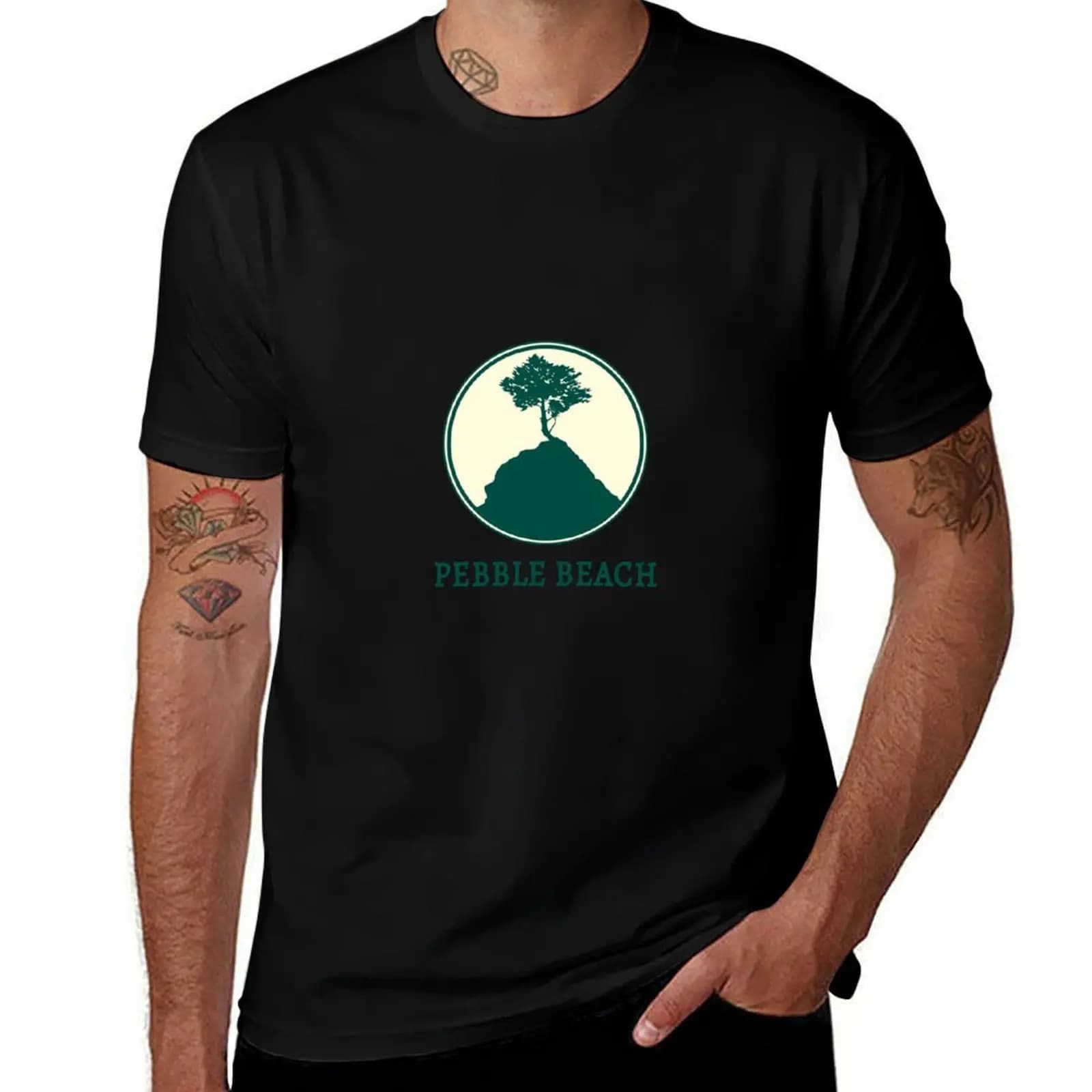 T-shirt Pebble Beach Golf Basic con scollo rotondo e maniche corte