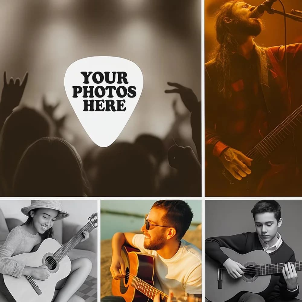 Plettri per Chitarra Personalizzati, Plettri Professionali per Basso e Ukulele, Ciondolo Personalizzato con Foto, Regalo Musicale