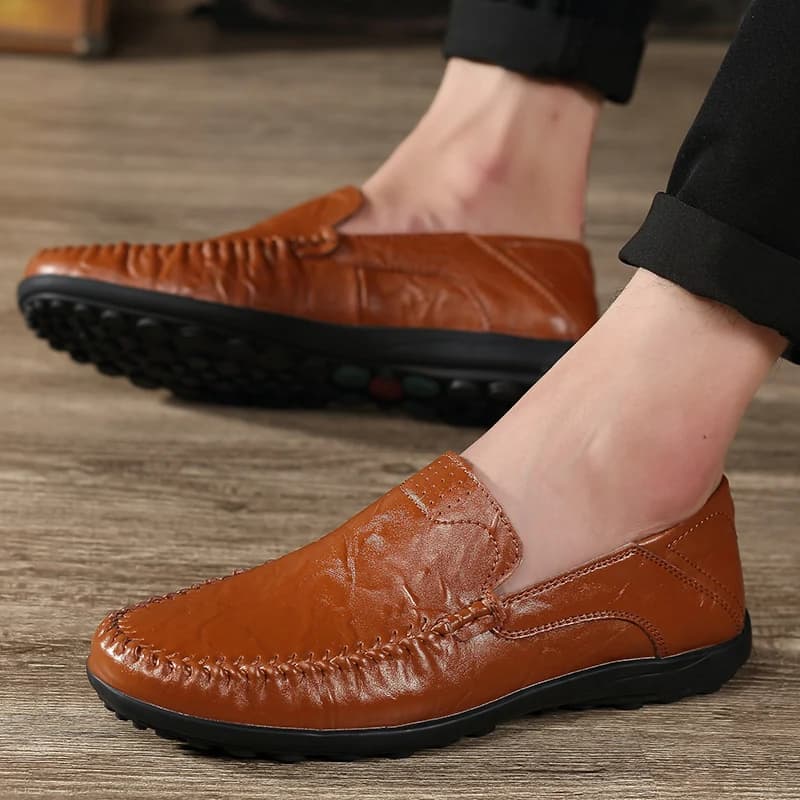 Scarpe da Uomo in Pelle Casual di Lusso, Mocassini Formali Traspiranti Slip-on, Scarpe da Barca Maschili Taglie Grandi