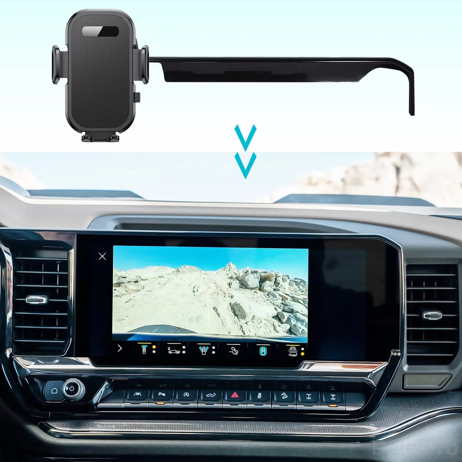 Car Mount for Chevrolet Silverado 2022 2023 2024 Screen Panel Fixed Base Mobile Phone Holder Wireless Charging Car Accessories