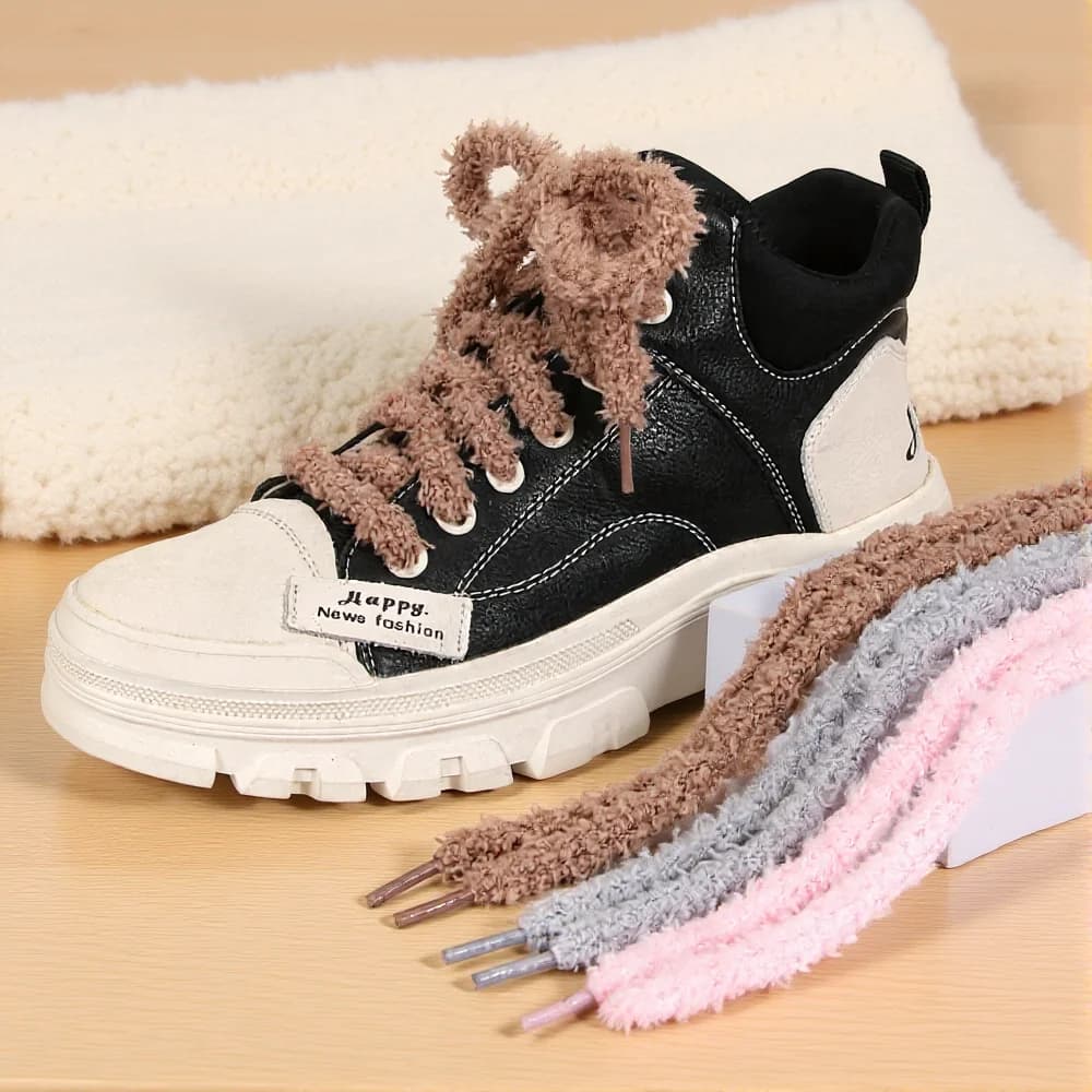 1 paio di lacci per asciugamani in peluche carino grasso soffice pizzo di velluto sfocato per le donne ragazze scarpe da ginnastica casual 100/120/140/160 cm scarpe stringhe