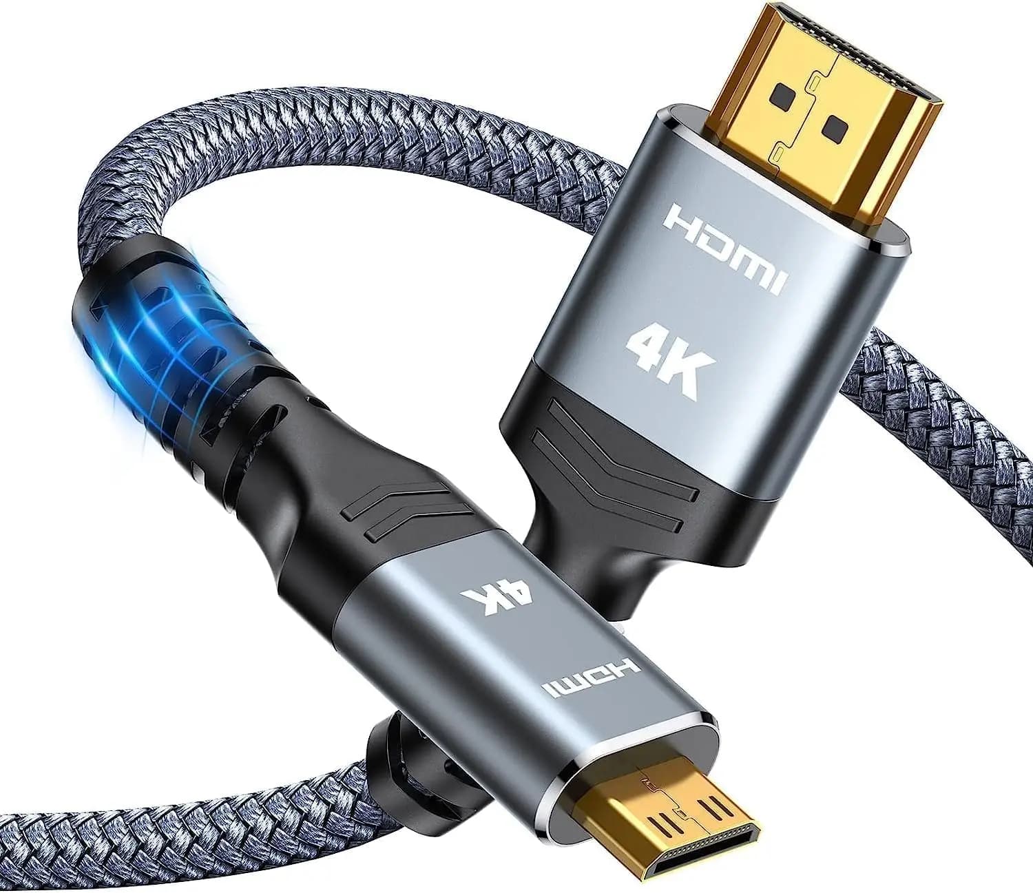 Cavo Mini HDMI a HDMI 10FT, 4K 60Hz, Bidirezionale, Intrecciato in Nylon