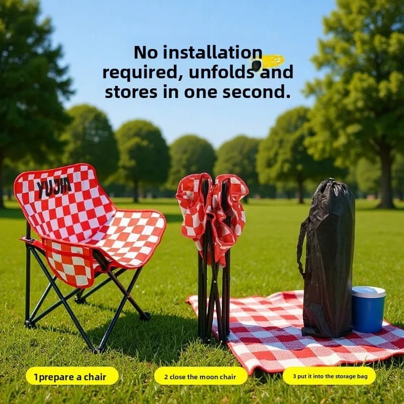 Outdoor Folding Moon Chair Portable Camping Chair Fishing Beach Chair Comfortable Picnic Portable Storage Chair