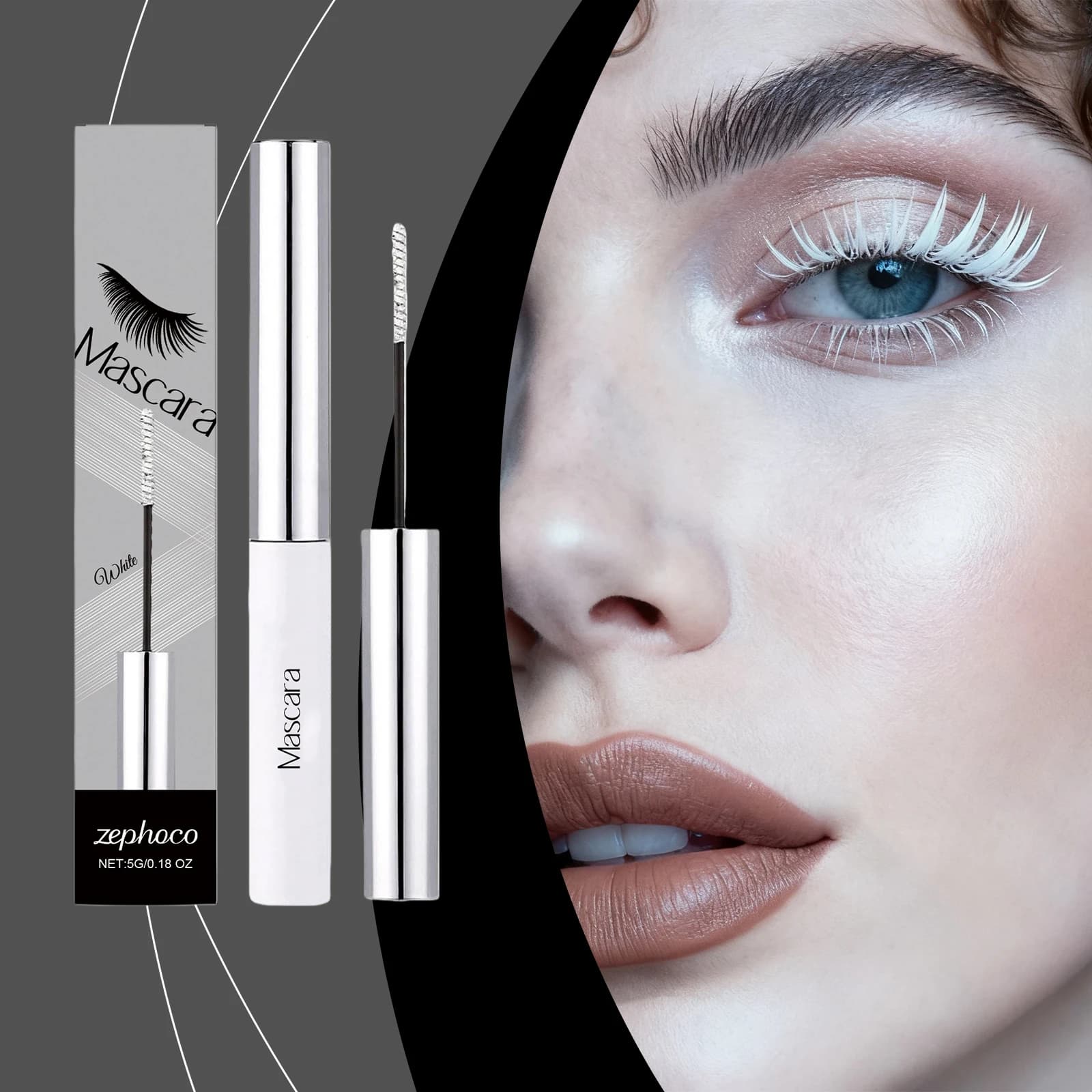 Mascara Bianco Volumizzante 25g: Ciglia Naturalmente Incurvate, Leggero, Setoso, Resistente alle Sbavature - Ideale per il Trucco Quotidiano