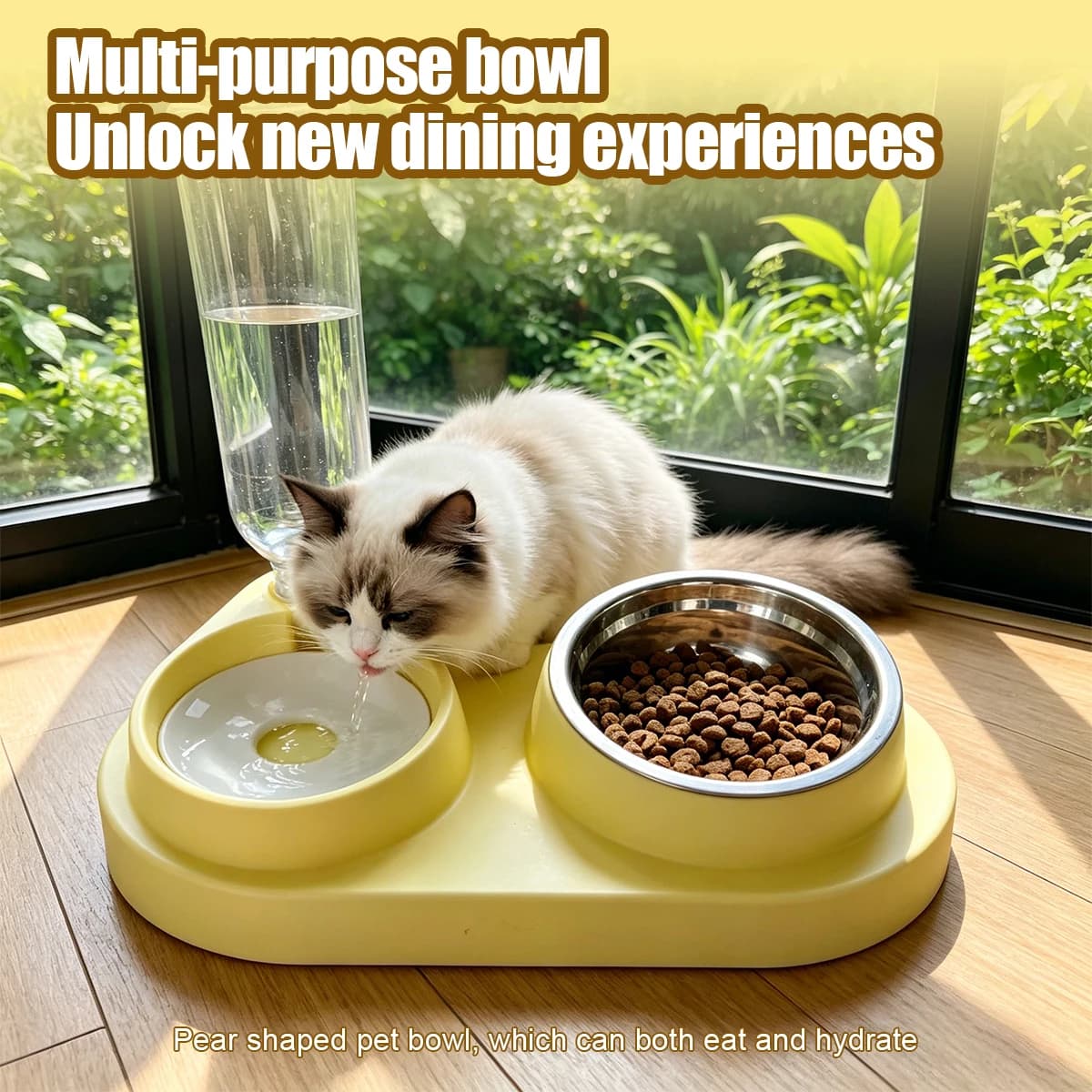 Pet Automatic Water Dispenser Feeder Stainless Steel Food Bowl Water Bowl for Cats and Dogs Anti-slip Pet Feeding Supplies