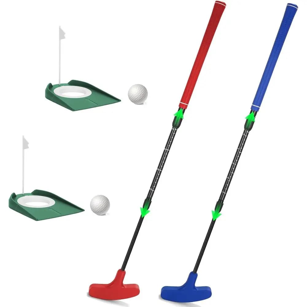 Set di 2 Mini Putter da Golf - Kit di Allenamento Regolabile per Uomini, Donne, Bambini e Adolescenti con 2 Palline e 2 Lag Cup