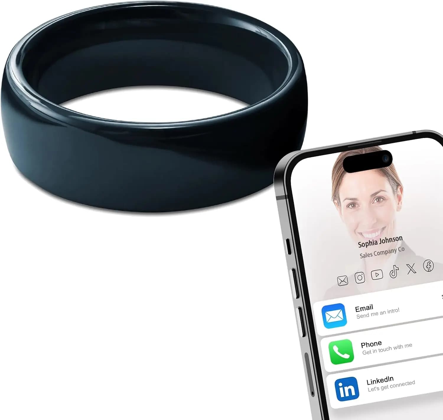 Anello intelligente in ceramica completa NFC Ntag215 compatibile con telefoni e dispositivi abilitati NFC programmabili 504 byte per etichette aziendali