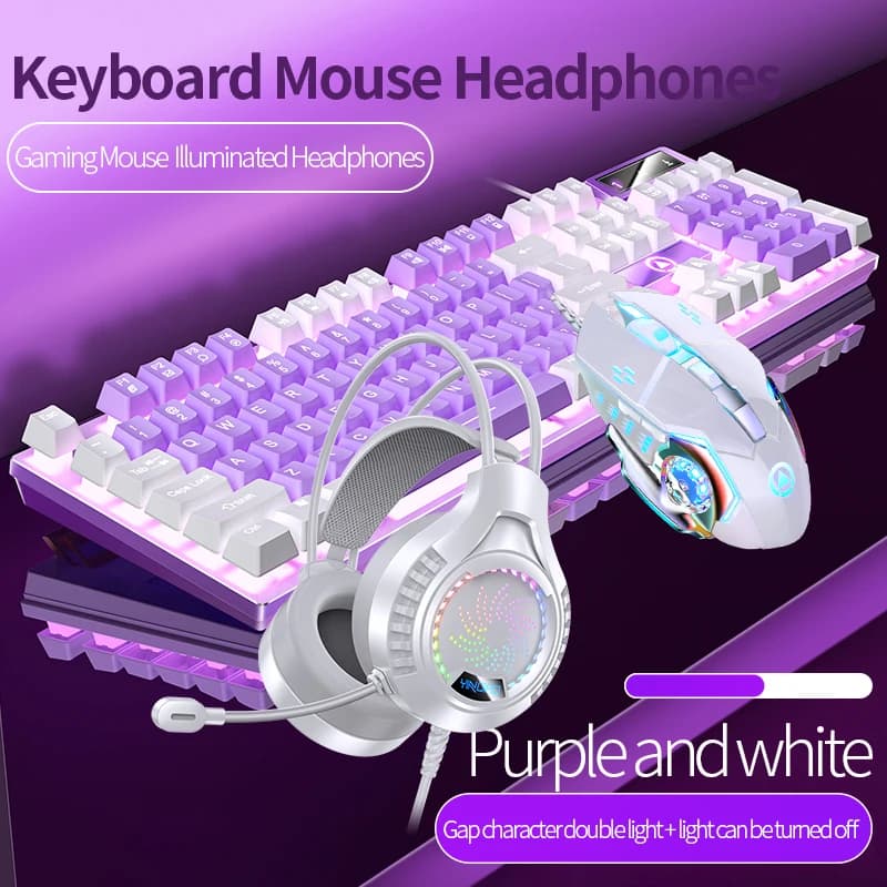 Game Keyboard Mouse Headphone Set Retro Lighting Wired Game 104 keys Mouse keyboard 3600 DPI Headphone Combo USD 3.5 mm for PC Gamer