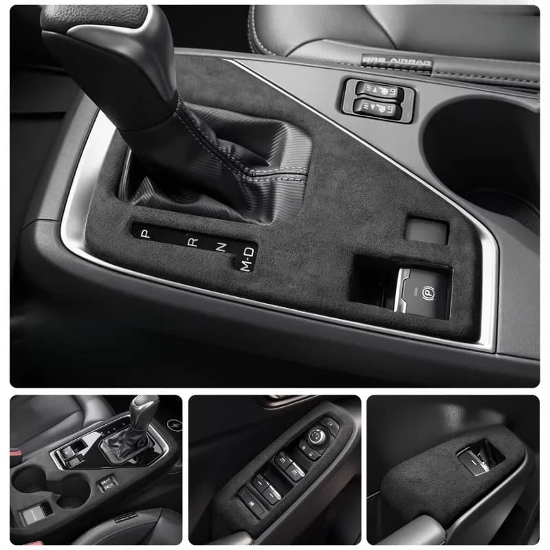 Per Subaru Crosstrek 2026: Adesivo decorativo in ABS effetto pelle scamosciata, protezione telaio alzacristalli, pannello controllo centrale e cambio.