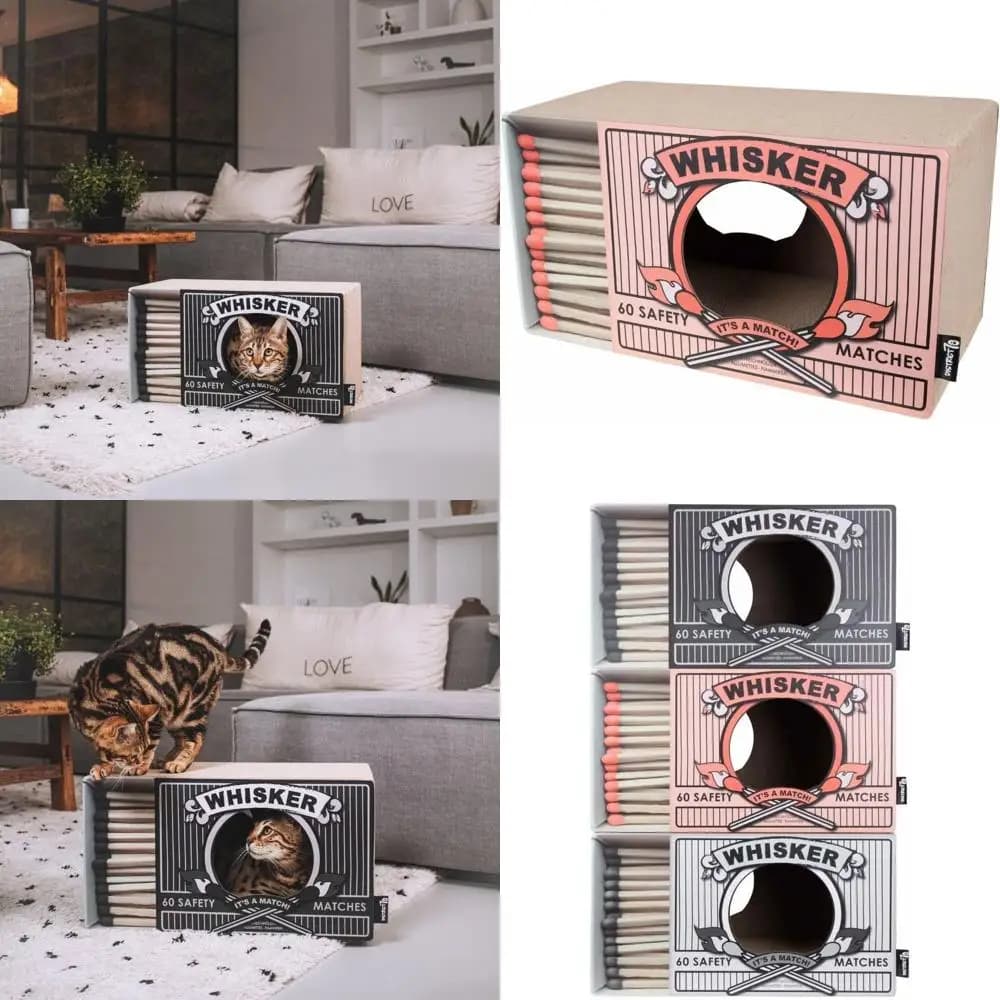 - Tiragraffi per gatti in cartone - 55 x 29 x 30 cm - Bianco, Nero e Rosa - Colore: Rosa
