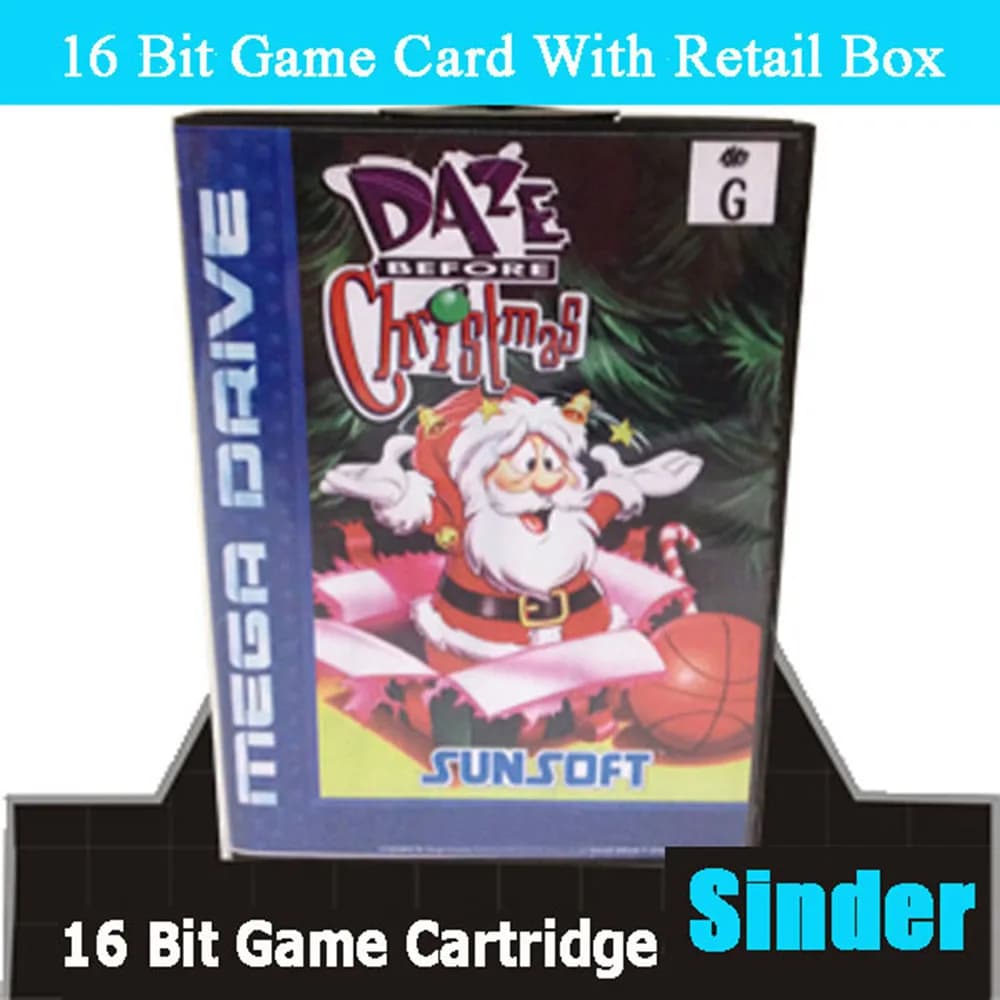 Daze prima di Natale con scatola EUR per cartuccia di gioco Sega MD a 16 bit Sistema Megadrive Genesis