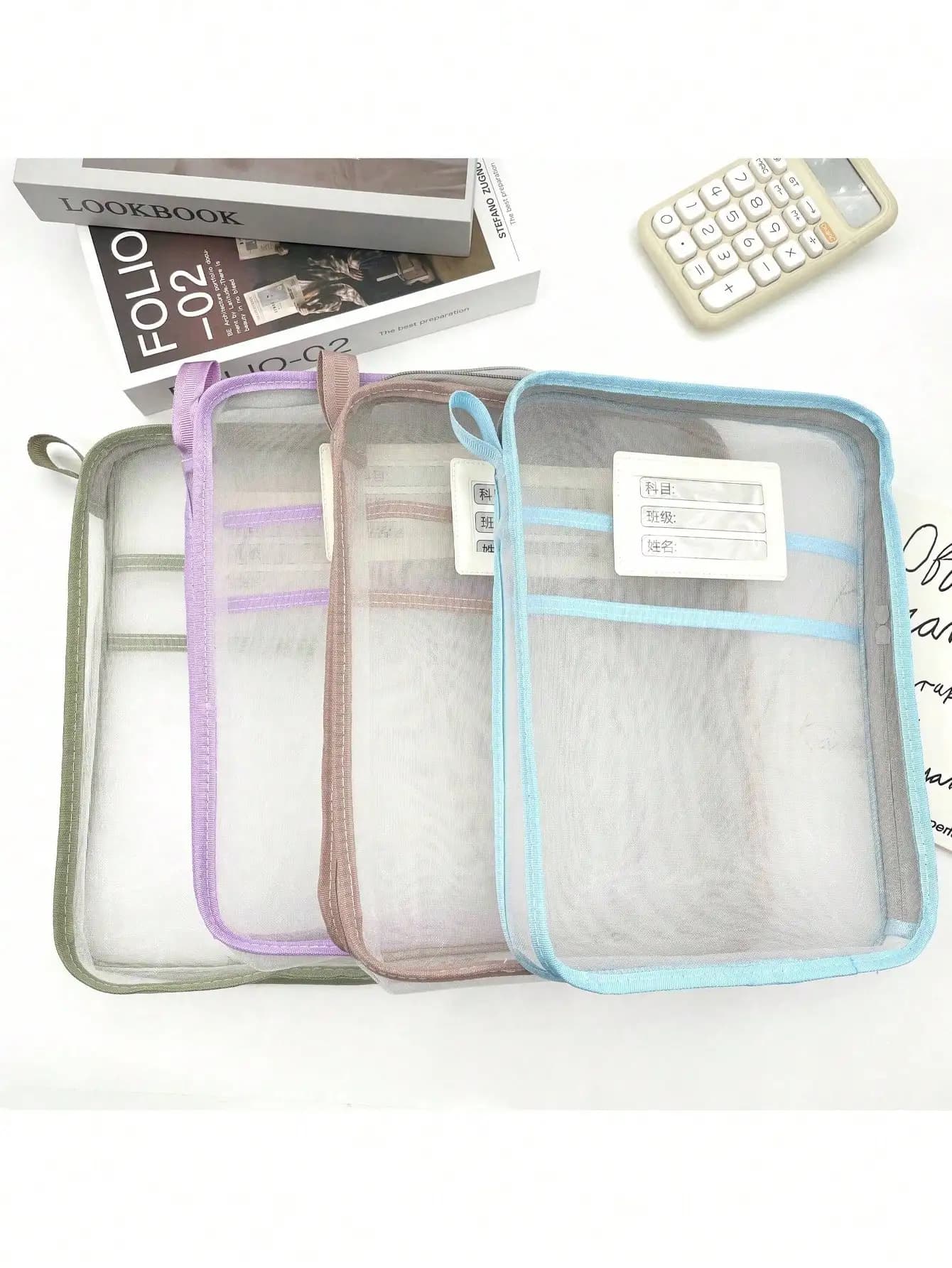 1 borsa organizer per file con cerniera trasparente a doppio strato, custodia portatile per documenti e libri per l'uso in classe