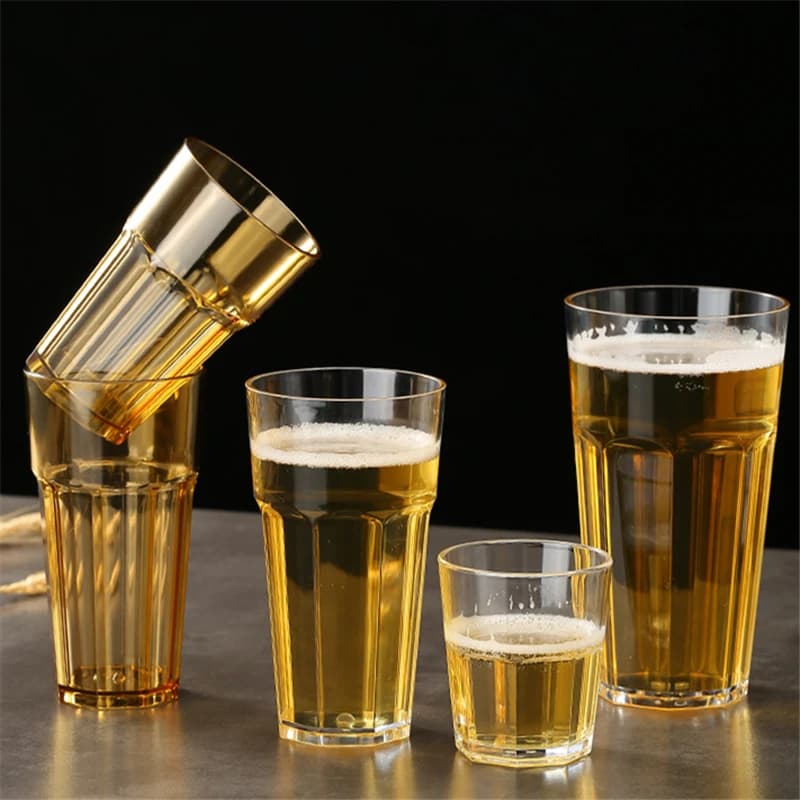 Boccale da birra in plastica acrilica PC Tazza da acqua anticaduta Bicchiere da vino resistente al calore Bicchieri ottagonali trasparenti KTV Bar Cucina Ristorante