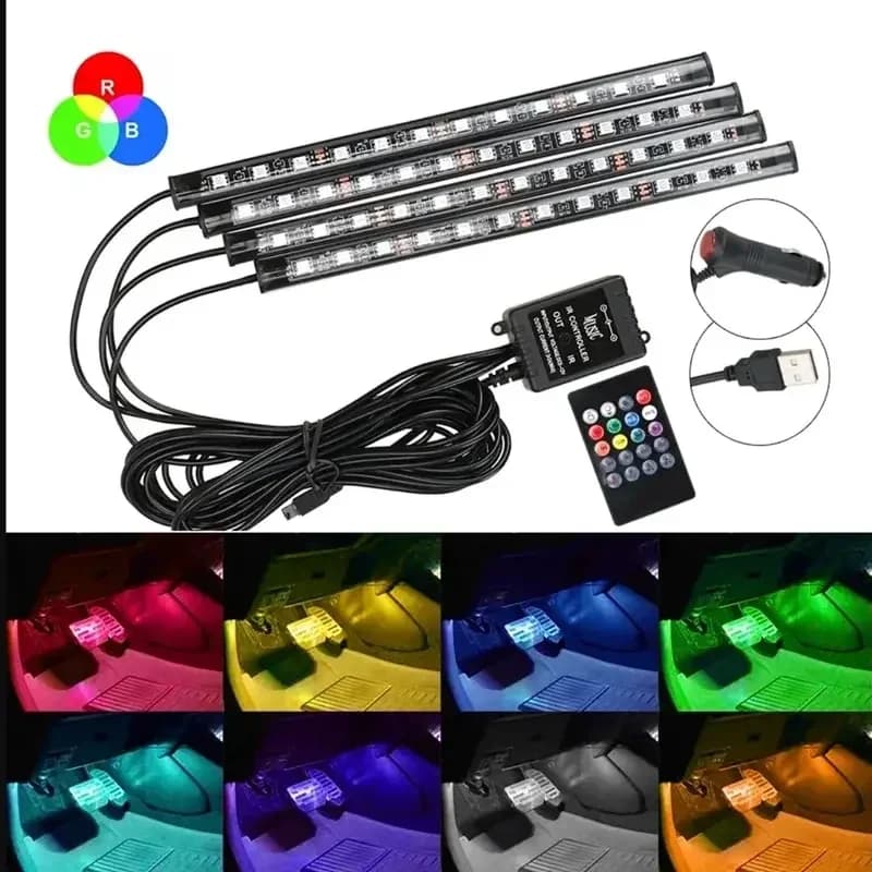 Luci Ambientali Universali per Auto 48 LED RGB Striscia LED Lampade Atmosfera 8 Colori Decorative Fuoristrada 4x4 SUV Accessori Automobilistici