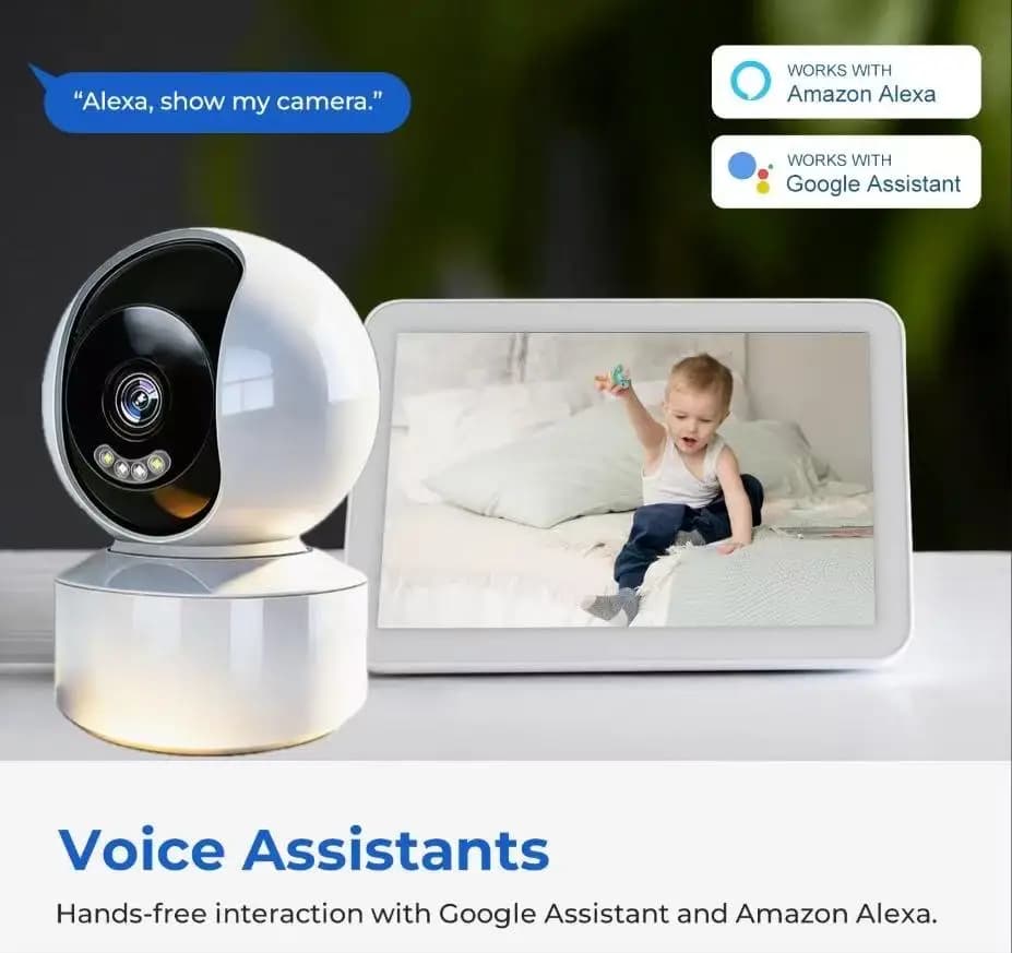 Telecamera per Animali Domestici WiFi 2.4GHz con App Gratuita per Telefono 360° ° Telecamera IP di Sicurezza Domestica Wireless con Monitor per Bambini, Audio Bidirezionale e Visione Notturna